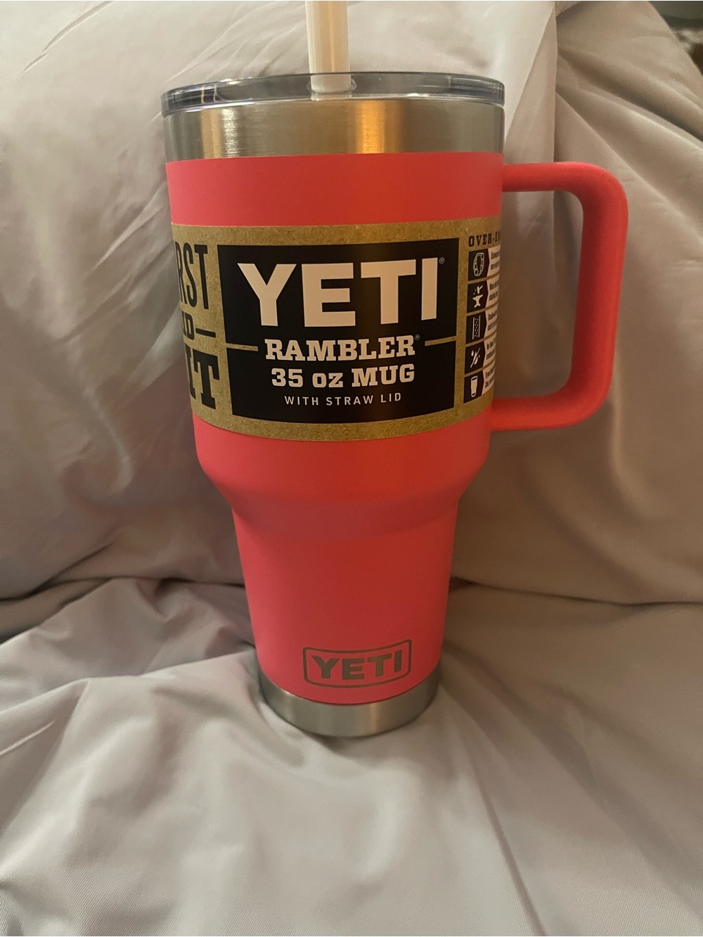 Yeti Rambler 35 oz Mug with Handle - tropical pink